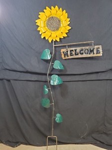 New Large Handmade Recycled Metal Sunflower Welcome Sign
