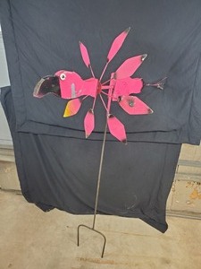 New Large Handmade Recycled Metal Pink Flamingo Spinner