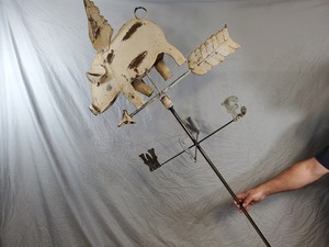 New Large Handmade Recycled Metal Flying Pig Weathervane