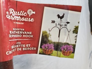 New Panacea Rooster Weathervane with Double Shepherd Hook