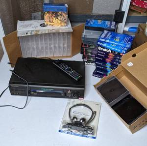 lot 239 image: Panasonic VHS Player, Blank VHS Tapes, Classics at the Movies CD Set