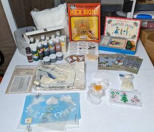 lot 234 image: Mixed Lot of Craft Supplies Paint, Stencils, & More