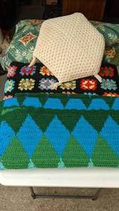 lot 49 image: Vintage Afghans, Quilt and Pillow