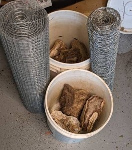 lot 57 image: Decorative Rock Specimens & Chicken Wire