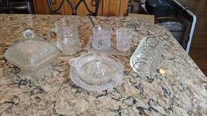 lot 23 image: Lot of (5) Gorgeous Crystal and Glass Serving Dishes and Juicer