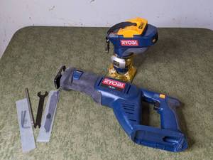 lot 261 image: Vintage Ryobi Cordless Reciprocating Saw & Vintage Ryobi Cordless Trim Router