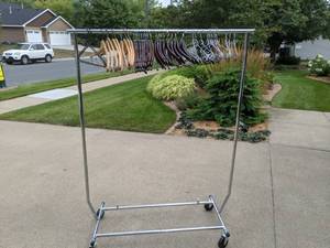 lot 331 image: Rolling Clothing Rack w Hangers
