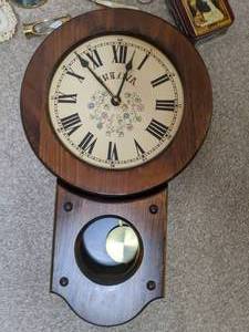 lot 116 image: Lot of Bulova Pendulum Wall Clock, Vintage ScissorsLetter Openers and Home Decor