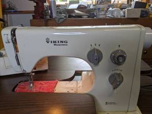 lot 124 image: Viking by Husqvarna Sewing Machine, Model 3020 Sweden with Folding Sewing Table