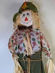 lot 126 image: Fall Decor-Happy Scarecrow on a Stake and Three Straw Bales