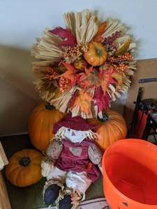 lot 127 image: Fall Decor-Fall Leaves, Pumpkins, Wooden Crates & More