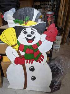 lot 133 image: Christmas Decor - Snowman, Elf, Reindeer Wood Cutouts for Lawn