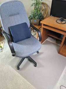 lot 109 image: Upholstered Office Chair, Lumbar Cushion, Floor Mat