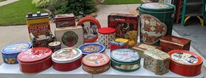 lot 307 image: Vintage Covered Tins