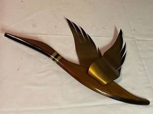 lot 46 image: Vintage Wood And Brass Wall Mount Ducks