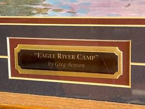 lot 10 image: Eagle River Camp Framed Art By Greg Benson