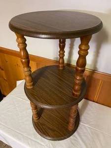 lot 13 image: Wooden Three Tier Table