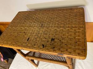 lot 14 image: Wicker Table With Lower Shelf