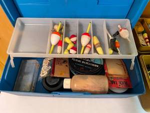 lot 80 image: 2 Vintage Tackle Boxes with Some Tackle