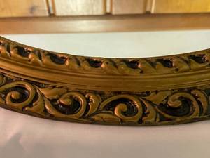 lot 93 image: Gold Oval Wall Mount Mirror