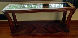 lot 132 image: Wood and Glass Top Console or Sofa Table