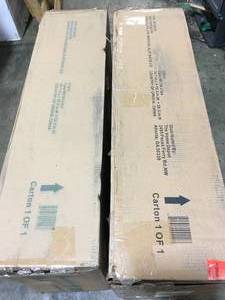 lot 13 image: Lot of 2 Scottsbury Chocolate Wood Counter Stool with Slat Back (Set of 2) (19.14 in. W x 38.59 in. H) review pictures