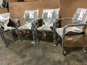 lot 23 image: Noble House Dover Multi-Brown Wicker Stacking Outdoor Dining Chairs (4-Pack) review pictures