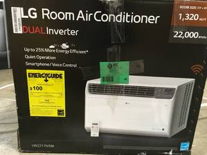 lot 46 image: LG Electronics 22,000 BTU Dual Inverter Smart Window Air Conditioner with Wi-Fi Enabled and Remote in White (review  pictures)