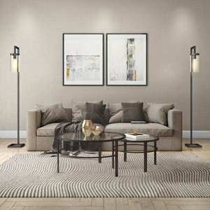 Gaia 2-Piece 36 in. Blackened Bronze Medium Round Glass Coffee Table Set with Nesting Tables by Meyer&Cross