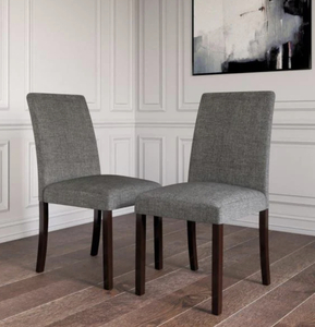 Linen GrayDark Pine Upholstered Parsons Chairs (Set of 2)