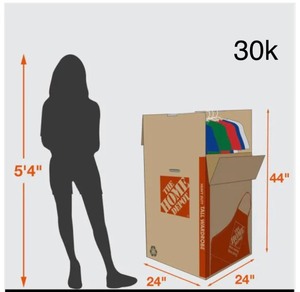 Heavy-Duty Tall Wardrobe Moving Box with Metal Hanging Bar and Handles (24 in. L x 24 in. W x 44 in. D) 2 Pieces pieces