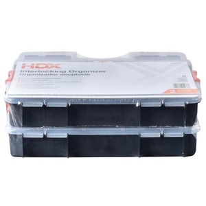 15-Compartment Interlocking Small Parts Organizer in Black (2-Pack)