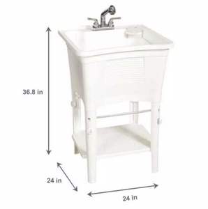 All-in-One 24in.x24in.20Gal. Freestanding Laundry Tub in WhitE