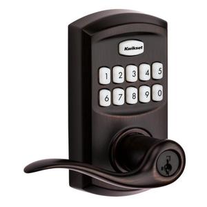 917 SmartCode Venetian Bronze Electronic Single-Cylinder Tustin Door Lever Featuring SmartKey Security