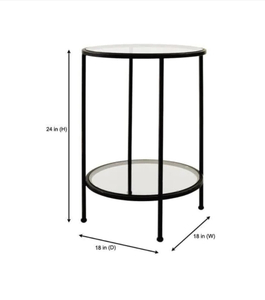 Bella Round Antique Bronze Metal and Glass Accent Table (18 in. W x 24 in. H)