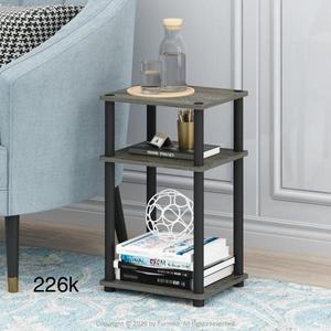 Just 13.4 in. French Oak GreyBlack 22.8 in. Rectangular Wood End Table