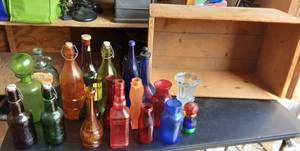 Decorative Glass Bottles & Vases With Wood Crate