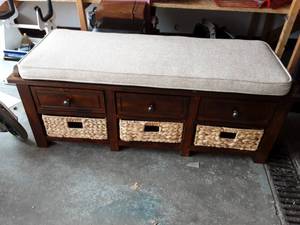 3-Drawer Storage With Cushion Top 44x16x18 & 3-Baskets