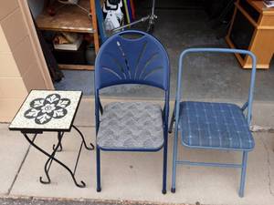 2-Folding Chairs & 1-Tile Top Table 12x12x23