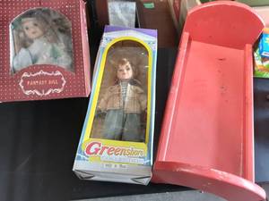 2-Dolls & 1-Little Wood Doll Bed