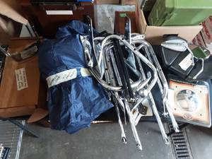 Lot Of Motorcycle Parts 2-Covers, Motorcycle Trailer Hitch Assy, Bars For Hard Bags, Seat Extender, Harley Davidson Mirrors, Fender Skirt, Shocks & More.