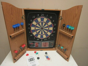 lot 617 image: HALEX MANCHESTER ELECTRONIC DARTBOARD CABINET