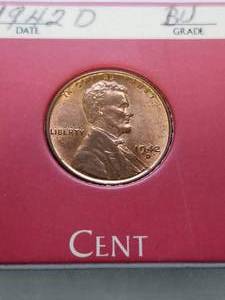 lot 12 image: 1942-D US WHEAT CENT BU-UNC