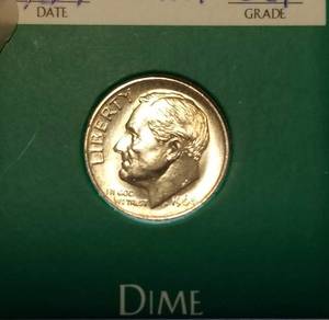 lot 13 image: 1964 ROOSEVELT DIME BU from mint set