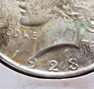 lot 43 image: 1923 PEACE SILVER DOLLAR UNC TONED