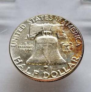 lot 46 image: 1960 FRANKLIN HALF DOLLAR NICELY TONED