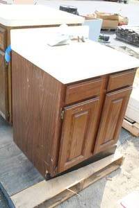 lot 52 image: Bathroom Cabinet 2-door with Countertop Sink and Faucet Fixture