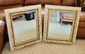 lot 7 image: Pair of Vintage Painted Wall Mirrors