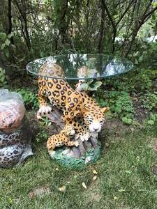 Glass Top Cheetah Table with Bedding