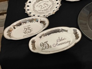 25th Anniversary serving plates and cake plate